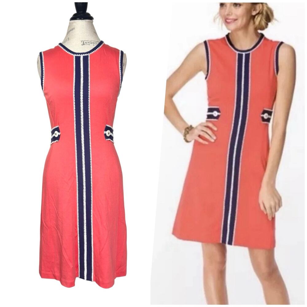Lilly Pulitzer | Women | Fannie Stitch Coral Retro 60s Mod Sheath Dress | Medium